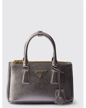 Prada Galleria Mini Laminated Saffiano Leather Bag - Gray