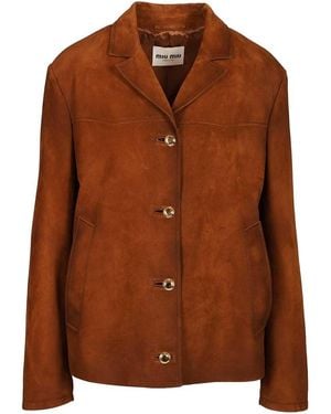 Miu Miu Leather Jackets - Brown