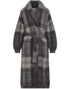 Brunello Cucinelli Macrocheck Cardigan Coat - Gray