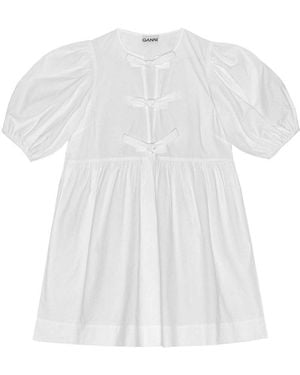 Ganni Organic Cotton Mini Dress - White