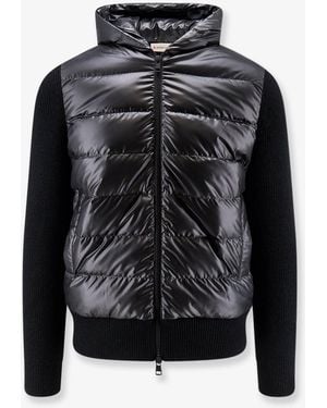 Moncler Down Jacket With Virgin Wool Inserts - Black