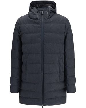 Herno Long Padded Hooded Jacket - Blue