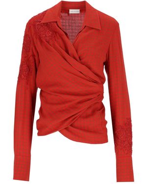 Dries Van Noten Wrap Shirt With Embroidery - Red