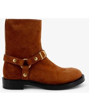 Dior Dior Suede Boots With Metal Lettering Logo - Brown