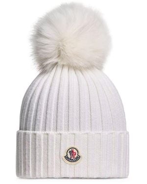 Moncler Wool Hat With Pom Pom - White