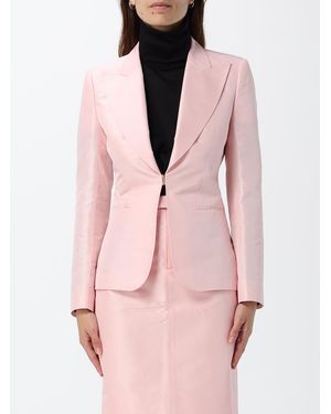 Gucci Cropped Single-Breasted Silk Blazer With Peak Lapels - Pink