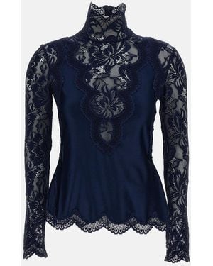 Rabanne Rabanne Long Sleeved Lace Top - Blue