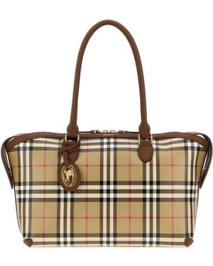 Burberry Printed Canvas Small Check Handbag - Metallic