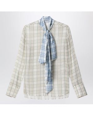 Acne Studios Silk Blouse With Scarf - Blue