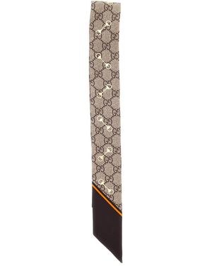 Gucci Neck Bow With Gg And Horsebits Print - White