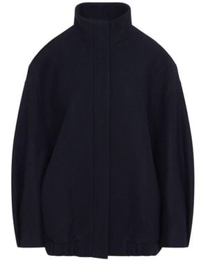 Dries Van Noten Voles Wool Blend Bomber Jacket - Blue