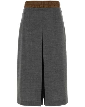 Prada Dark Wool Skirt - Gray