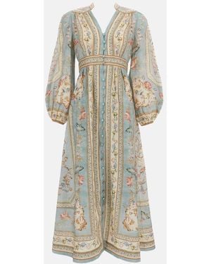 Zimmermann Roselight Plunge Midi Dress - White