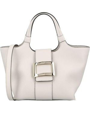 Roger Vivier Belle Vivier Mini Leather Tote - Natural