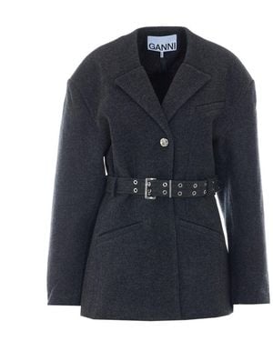 Ganni Wool Peacoat - Blue