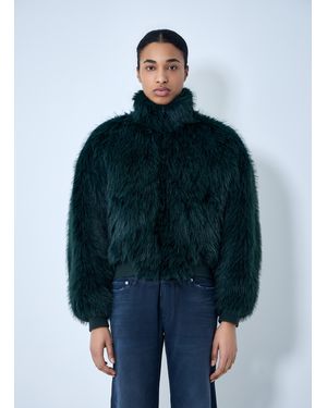 Balenciaga Faux Fur Bomber Jacket - Blue