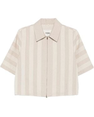Fendi Pequin Drill Cropped Jacket - White
