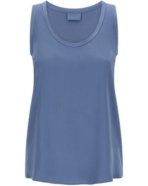 Brunello Cucinelli Silk Sleeveles T-Shirt - Blue