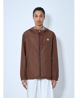 Miu Miu Technical Fabric Hooded Jacket - Brown
