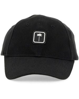 Palm Angels Baseball Cap With Front Paint-Tch Logo - Black