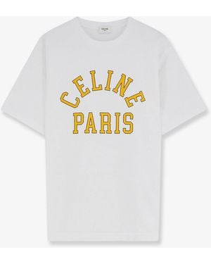 Celine Cotton T-Shirt With Front Logo Print - White