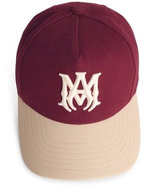 Amiri Two-Tone Cotton And Leather Cap - Purple
