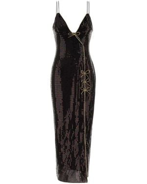 Alessandra Rich Embellished Stretch Silk Dress - Black