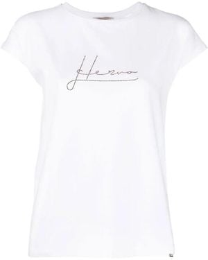 Herno Crystal-Embellished Logo T-Shirt - White