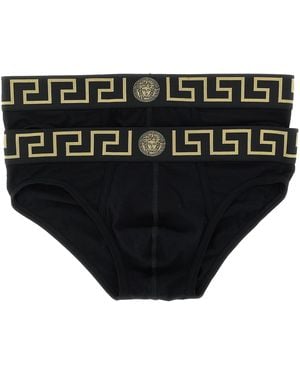 Versace 'Greca' 2-Pack Briefs Set - Black