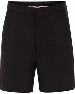 Tagliatore Elle Tailored Linen Bermuda Shorts - Black