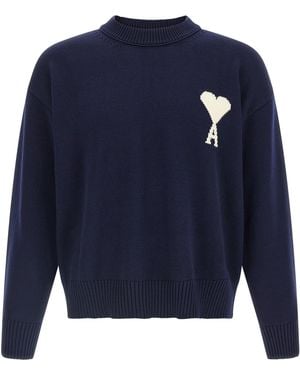 Ami Paris Wool Cardigan Clothing - Blue
