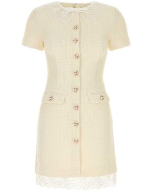 Self-Portrait Self Portrait Ivory Boucle Mini Dress - White