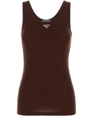 Prada Cotton Tank Top - Brown