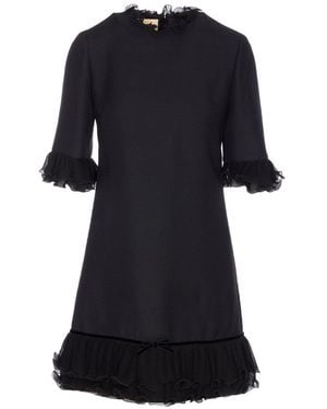 Valentino Garavani Short Crepe Couture Dress - Black