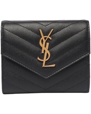 Saint Laurent Tri-Fold Matelasse' Cassandre Wallet - Black