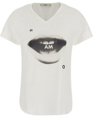 Fendi T-Shirt L.J.Ti Amo Print - White