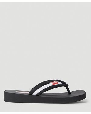 KENZO Logo Patch Flip Flops - Black