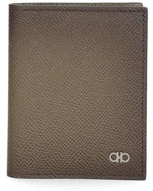 Ferragamo "Gancini" Micro Credit Card Holder - Brown