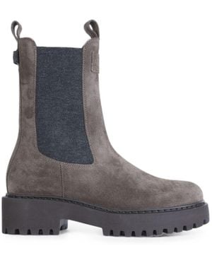 Brunello Cucinelli Suede Leather Ankle Boots - Gray