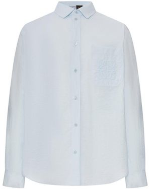 Loewe X Paula's Ibiza Long-Sleeved Textured Poplin Shirt - White