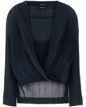 Giorgio Armani Navy Blue Jersey Blouse