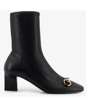 Gucci Signora Leather Boots With Horsebit On The Front - Black