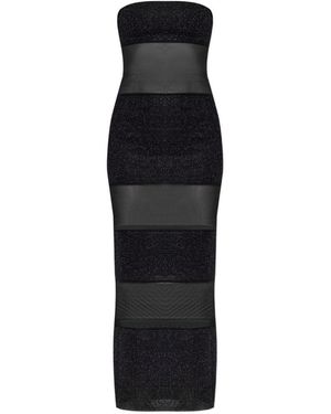 Oséree Lumiere Stripes Long Dress - Black