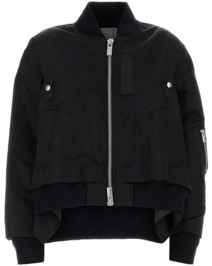 Sacai Black Nylon Bomber Jacket