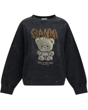 Ganni Isoli Forest Teddy Sweatshirt Phantom - Black