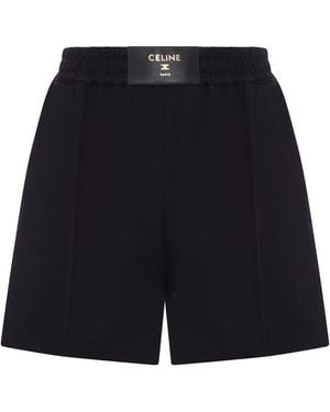 Celine Shorts With Elastic Waist And Logo - Blue