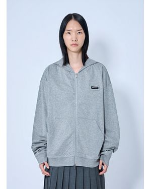 Miu Miu Zip Hoodie With Patch Detail - Blue