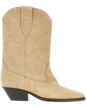 Isabel Marant Suede Leather 'Duerto' Texan Boots - Natural