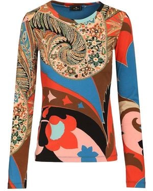 Etro Long-Sleeved Top With Paisley Print - Red