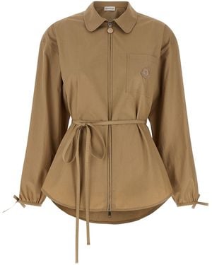 Moncler Grosgrain Logo Patch Overshirt - Natural